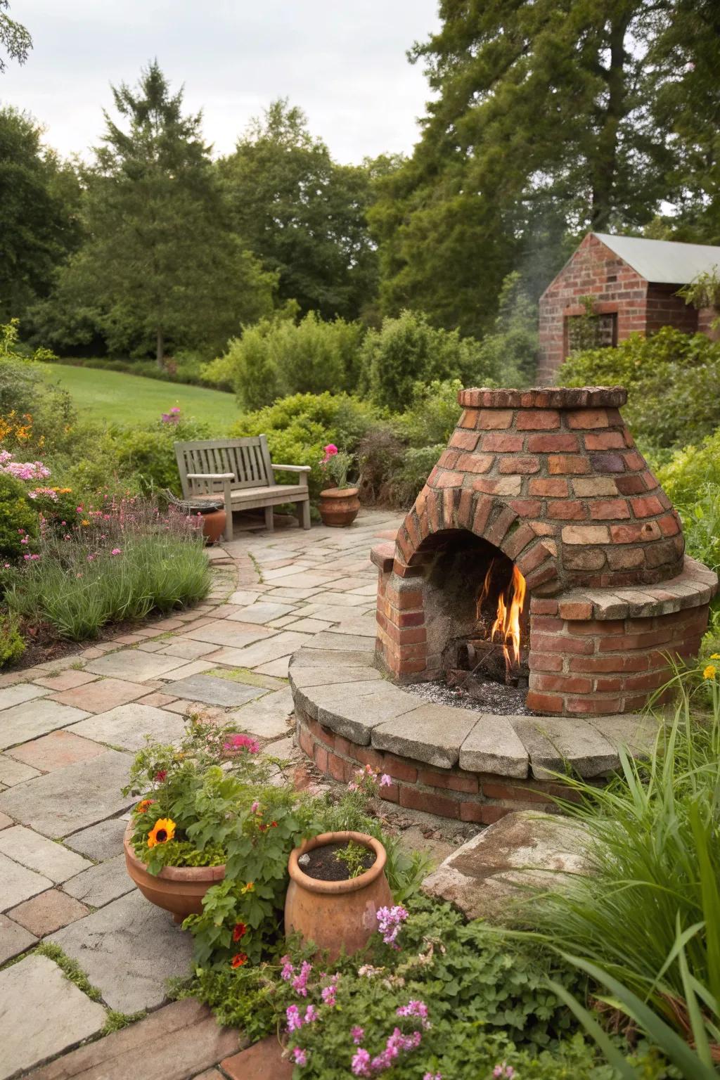 Brick fire pits bring rustic charm to your patio.