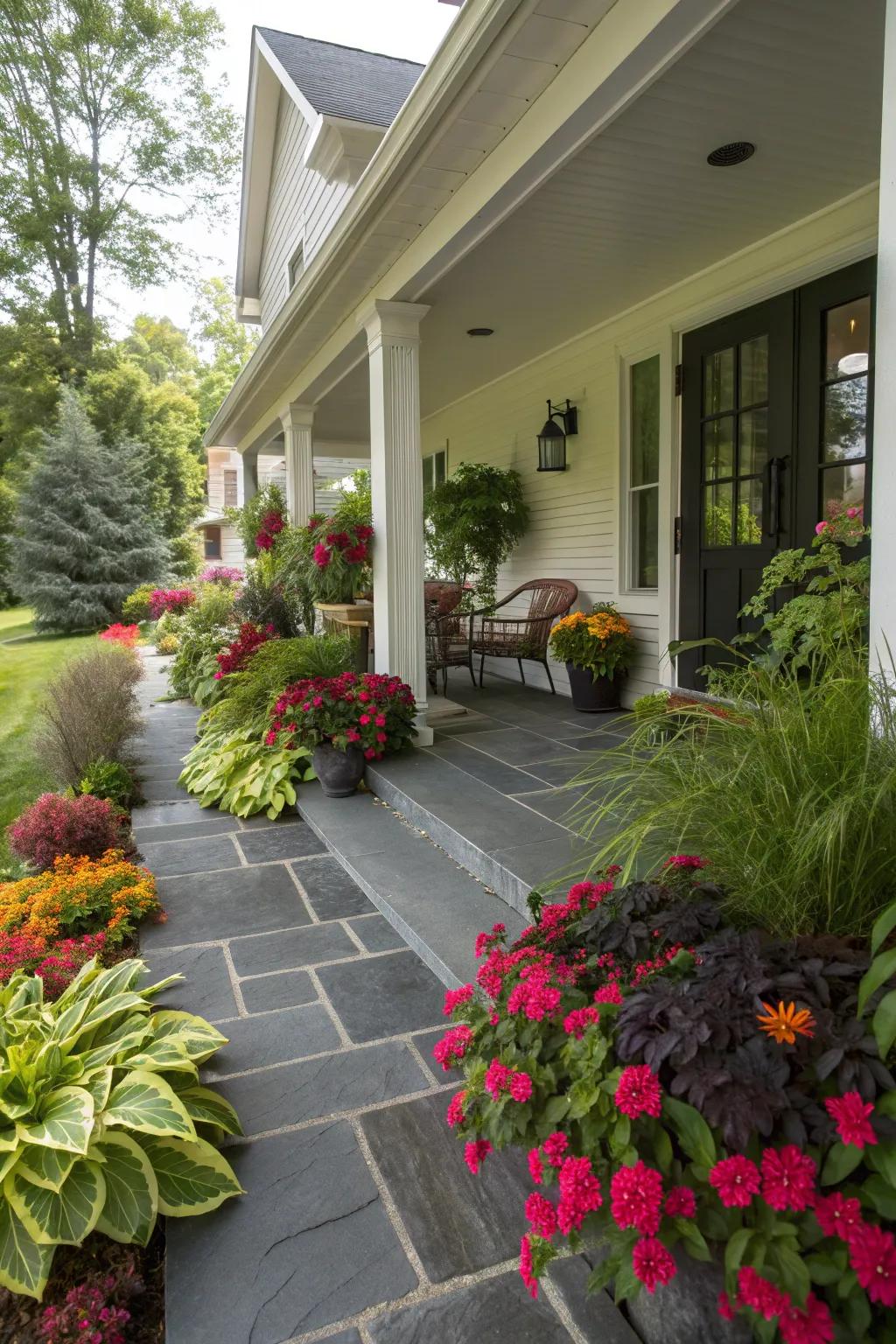 Slate pavers create a bold and stylish entry.