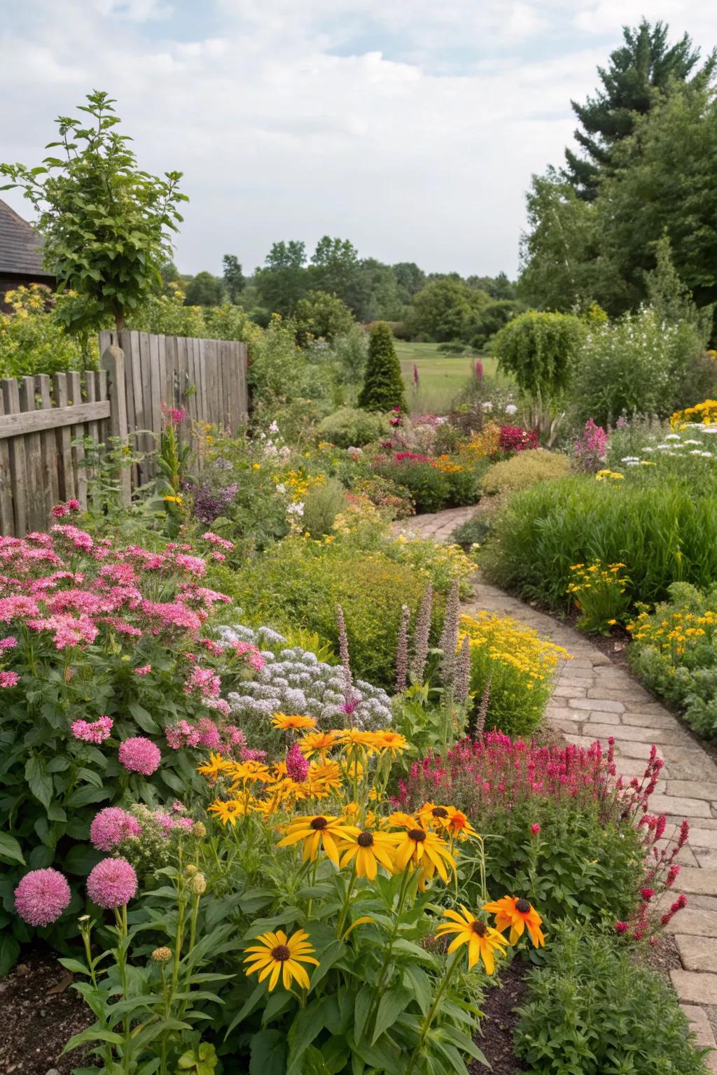 Seasonal blooms provide year-round garden color.