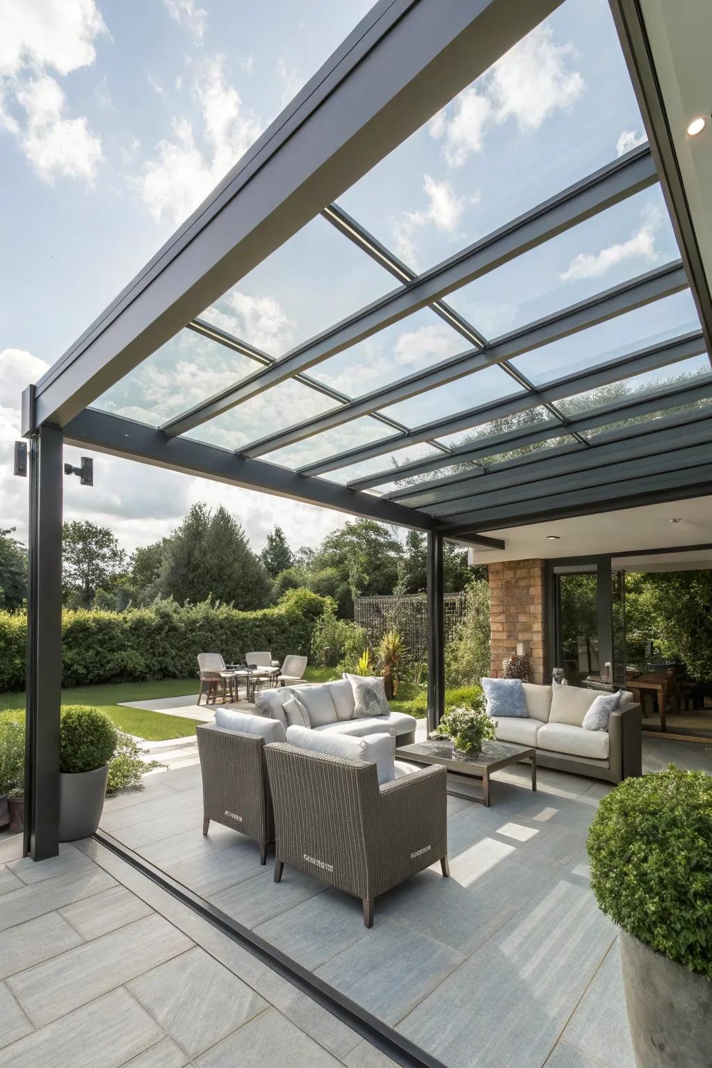 Glass panels enhance views and light.