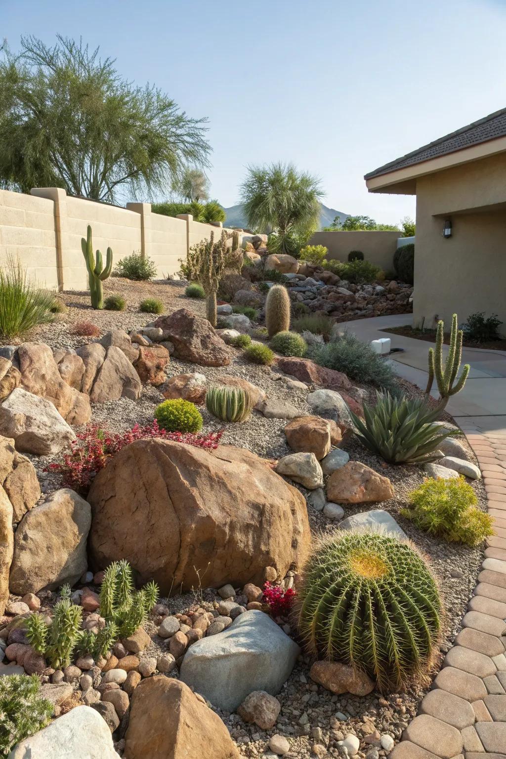 A rock garden blends art and nature seamlessly.