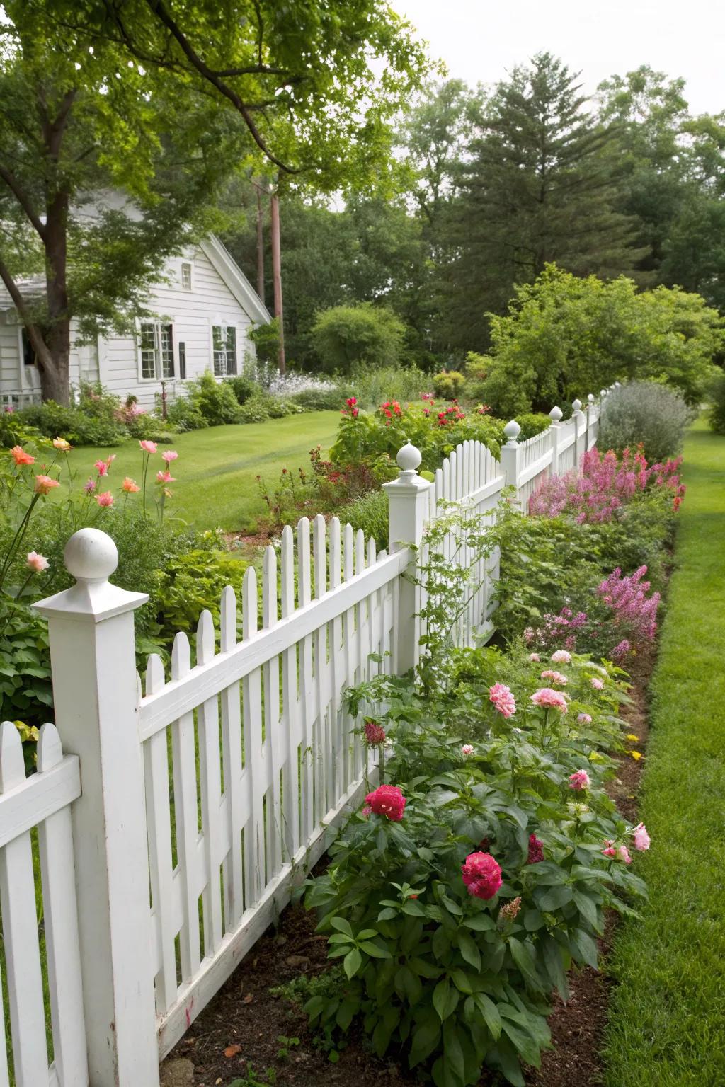 Timeless charm with a classic white picket fence.
