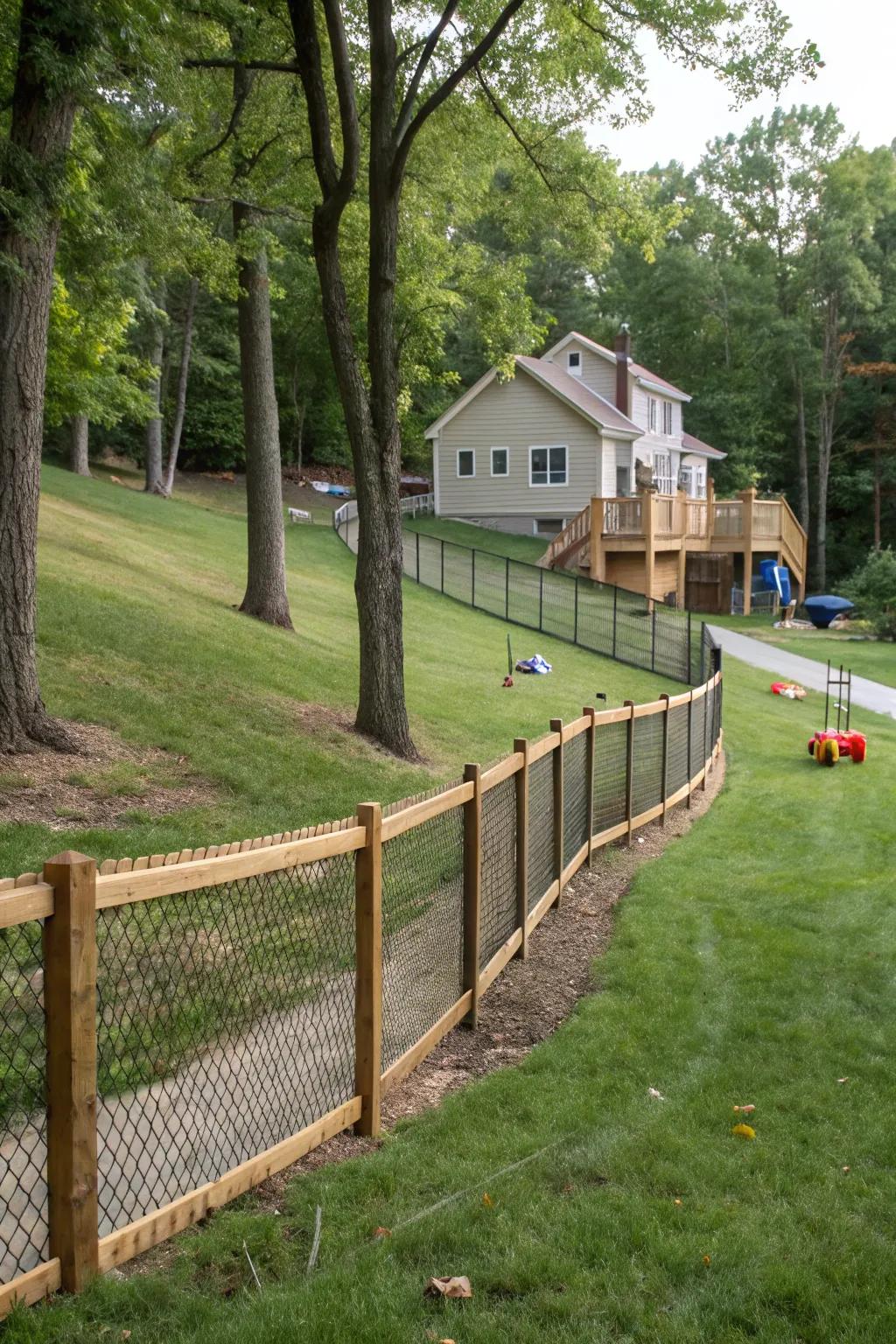 Adaptable fences create a natural and cohesive playground environment.