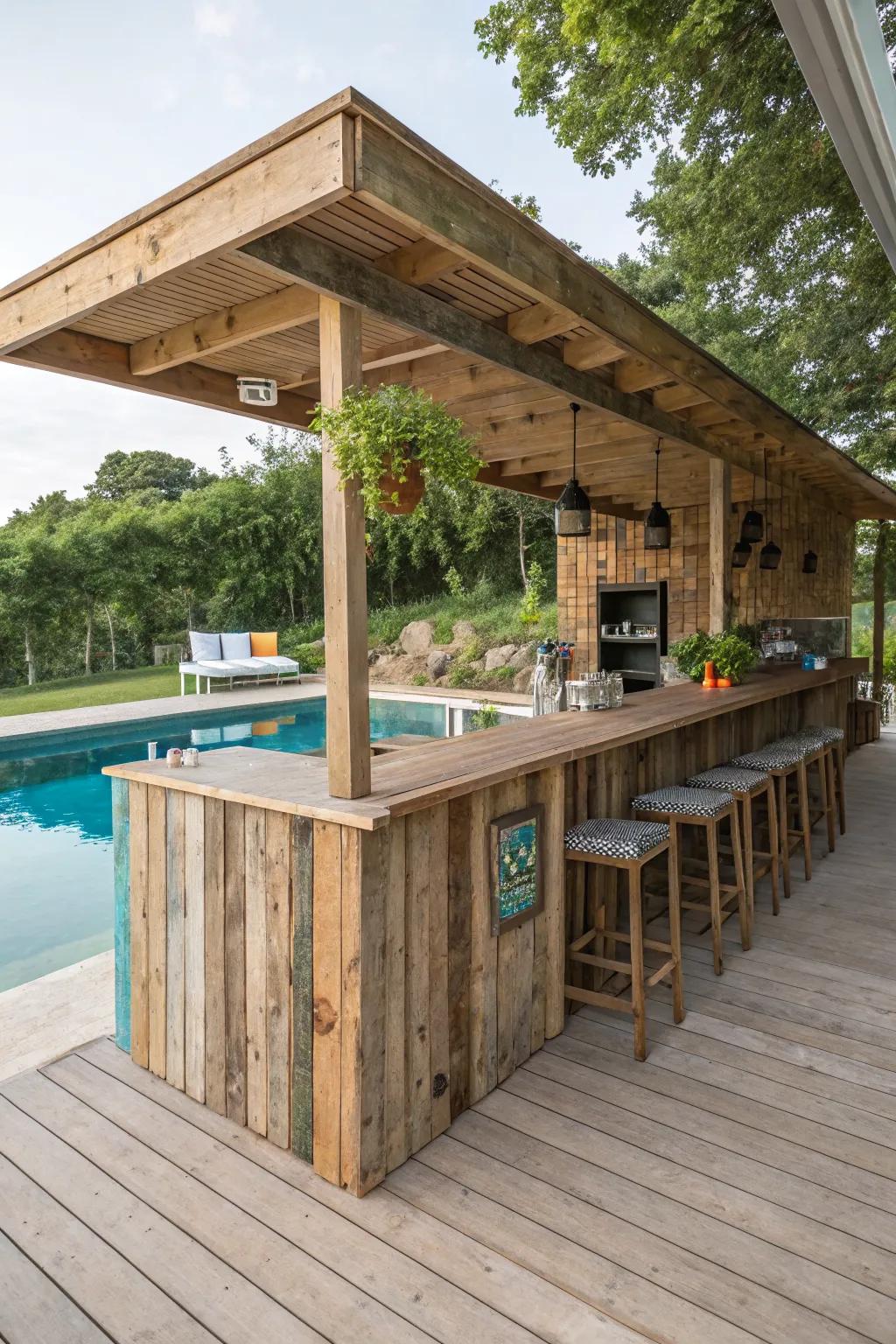 Sustainable style with eco-friendly bar materials.