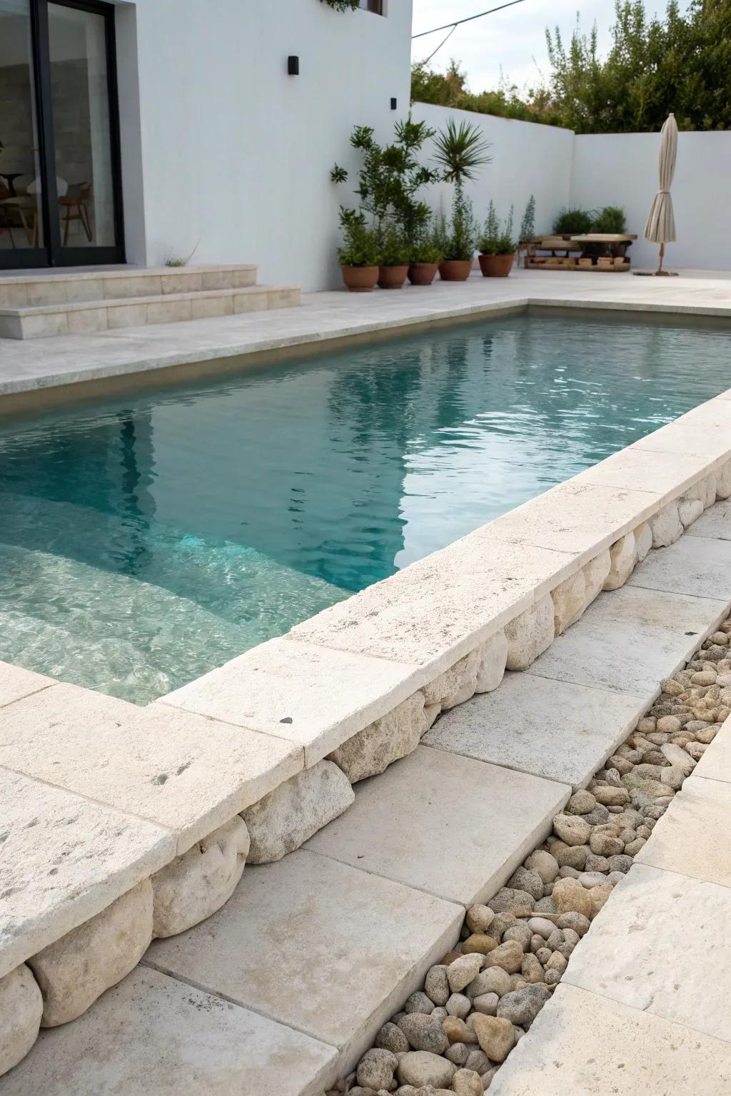 Limestone provides a soft, minimalist touch.