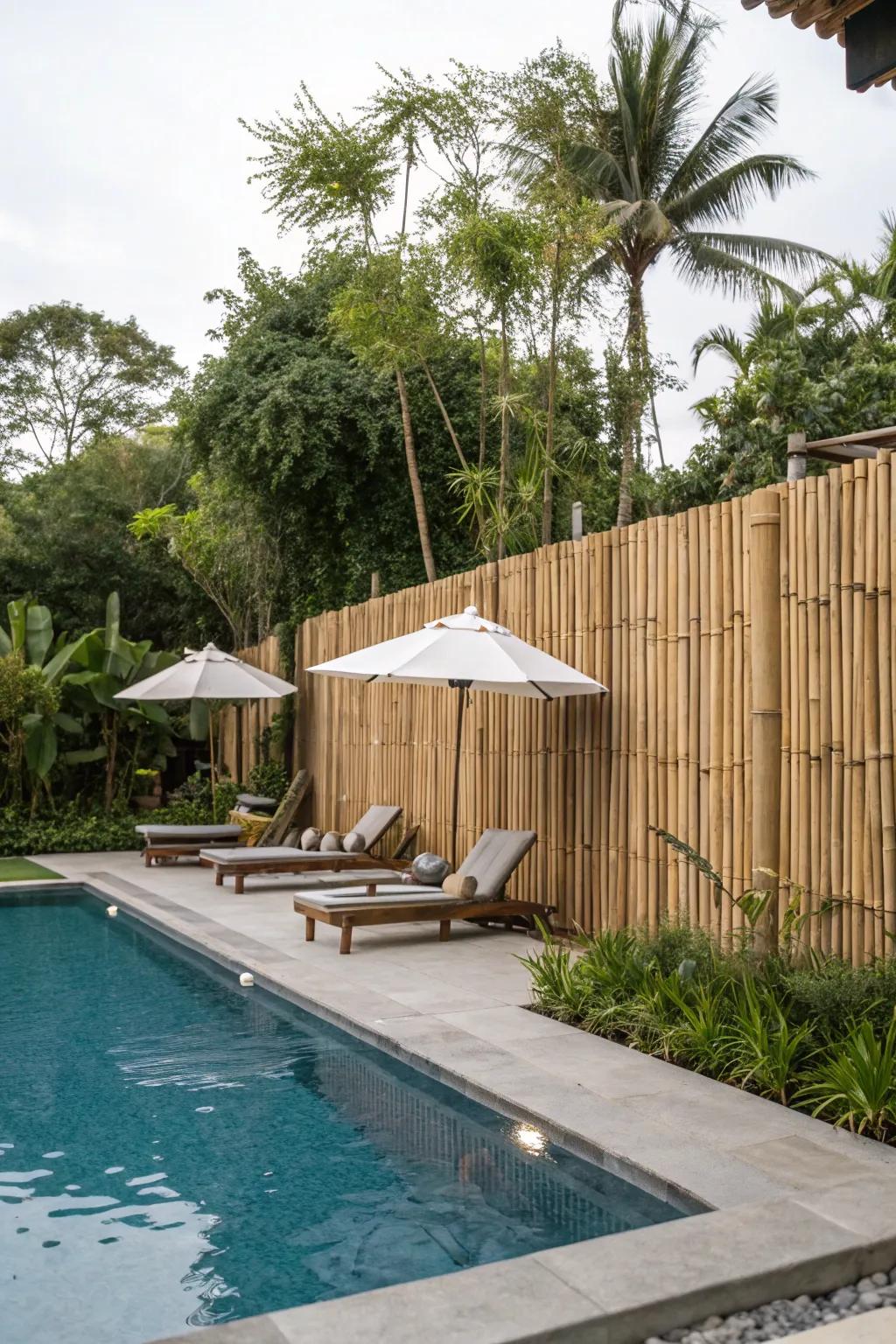 Bamboo fences offer a tropical touch while enhancing privacy.