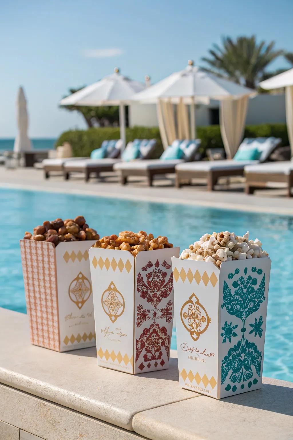 Treat your guests to flavorful popcorn in stylish packaging.