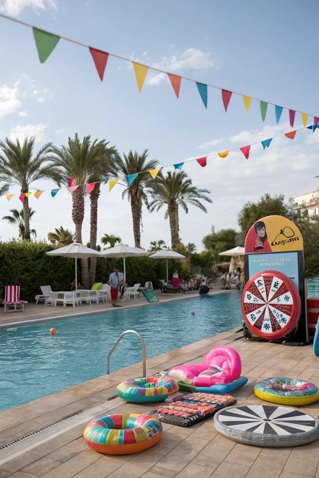 A carnival-themed pool party with games and fun for all ages.