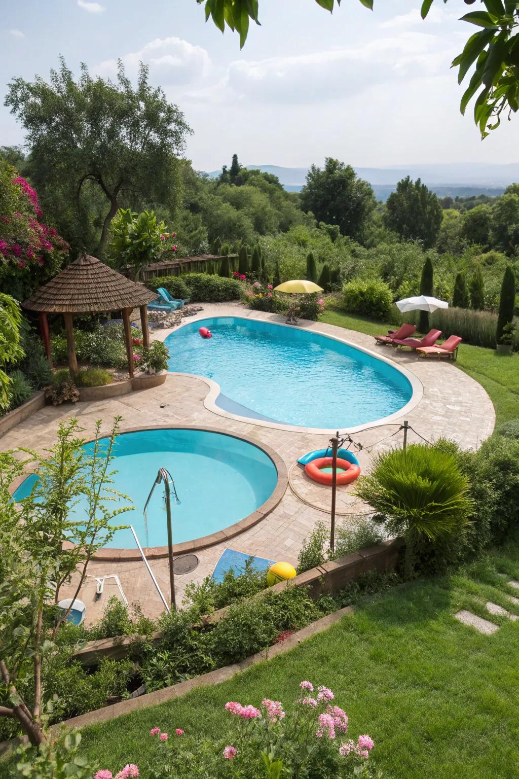 Bring whimsy to your yard with a figure-8 pool.