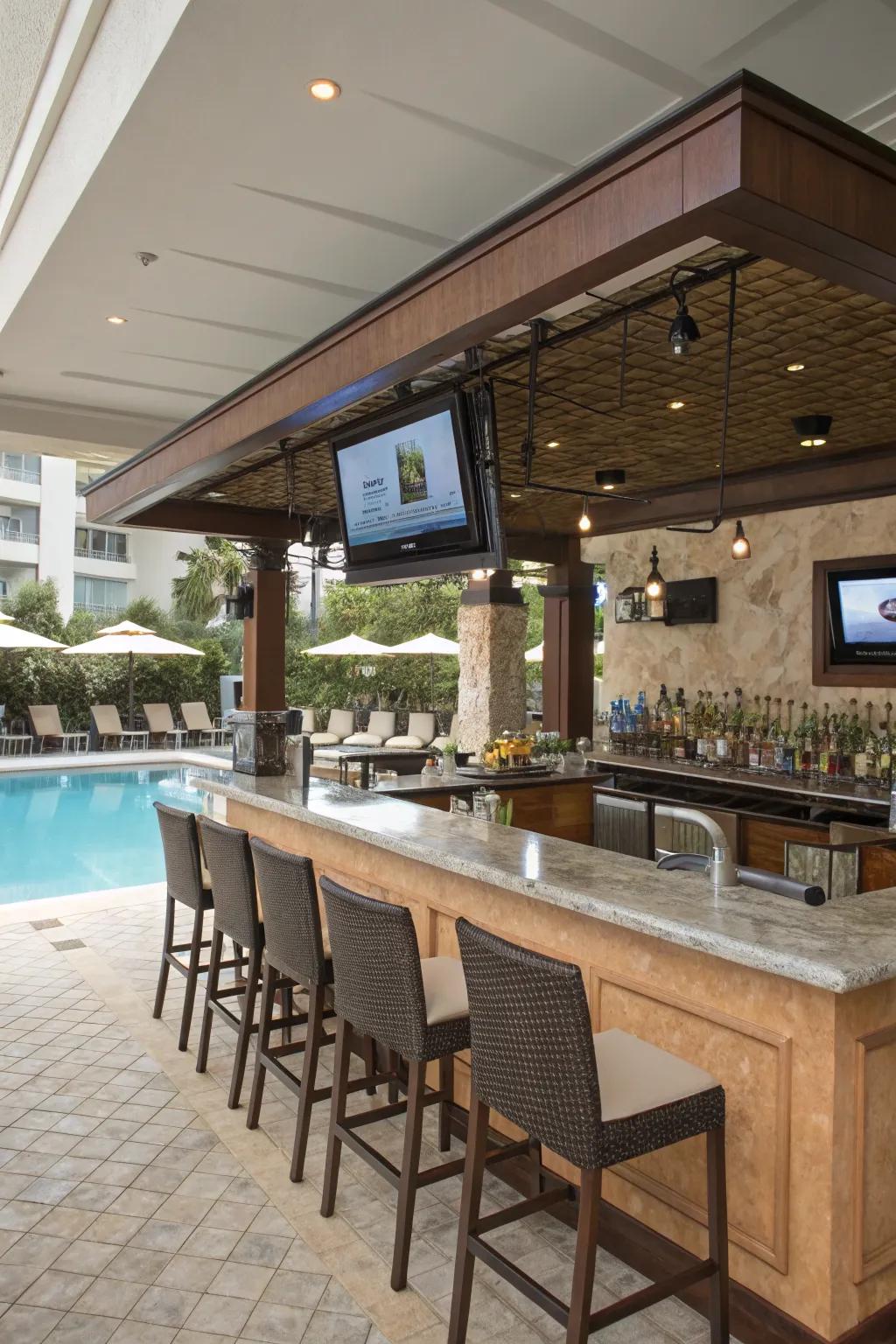 Entertainment features enhance your poolside experience.