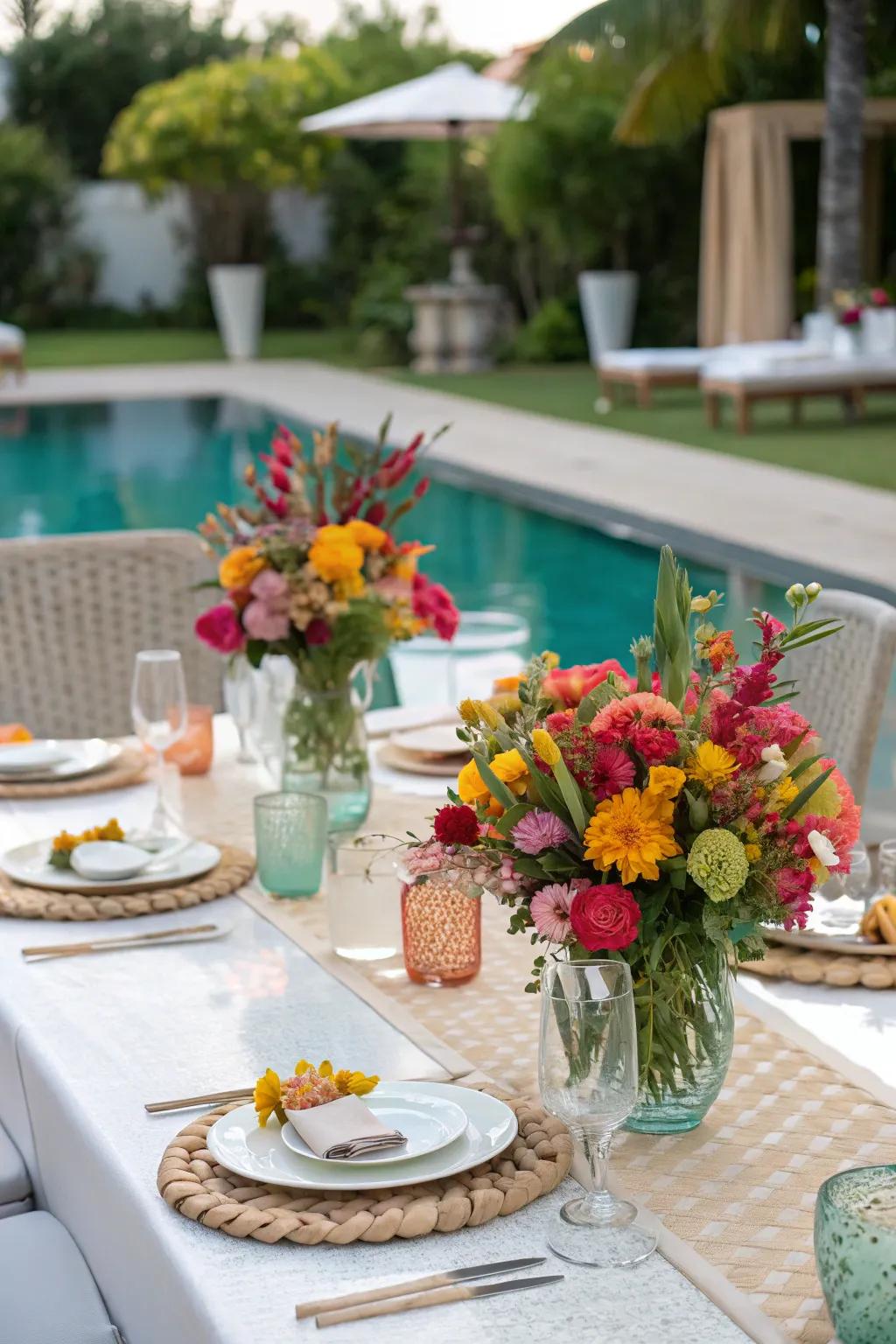 Floral centerpieces add elegance and charm to your brunch setting.