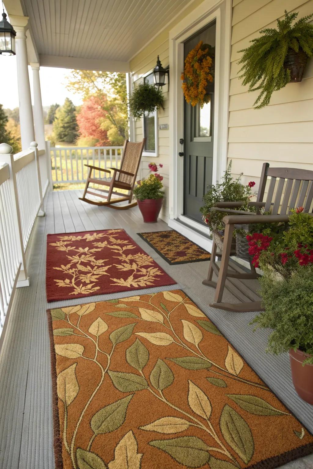 Seasonal carpet swaps keep your porch looking fresh year-round.