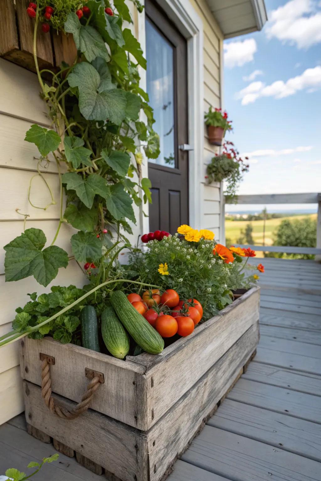 DIY planter boxes add rustic charm to any porch.