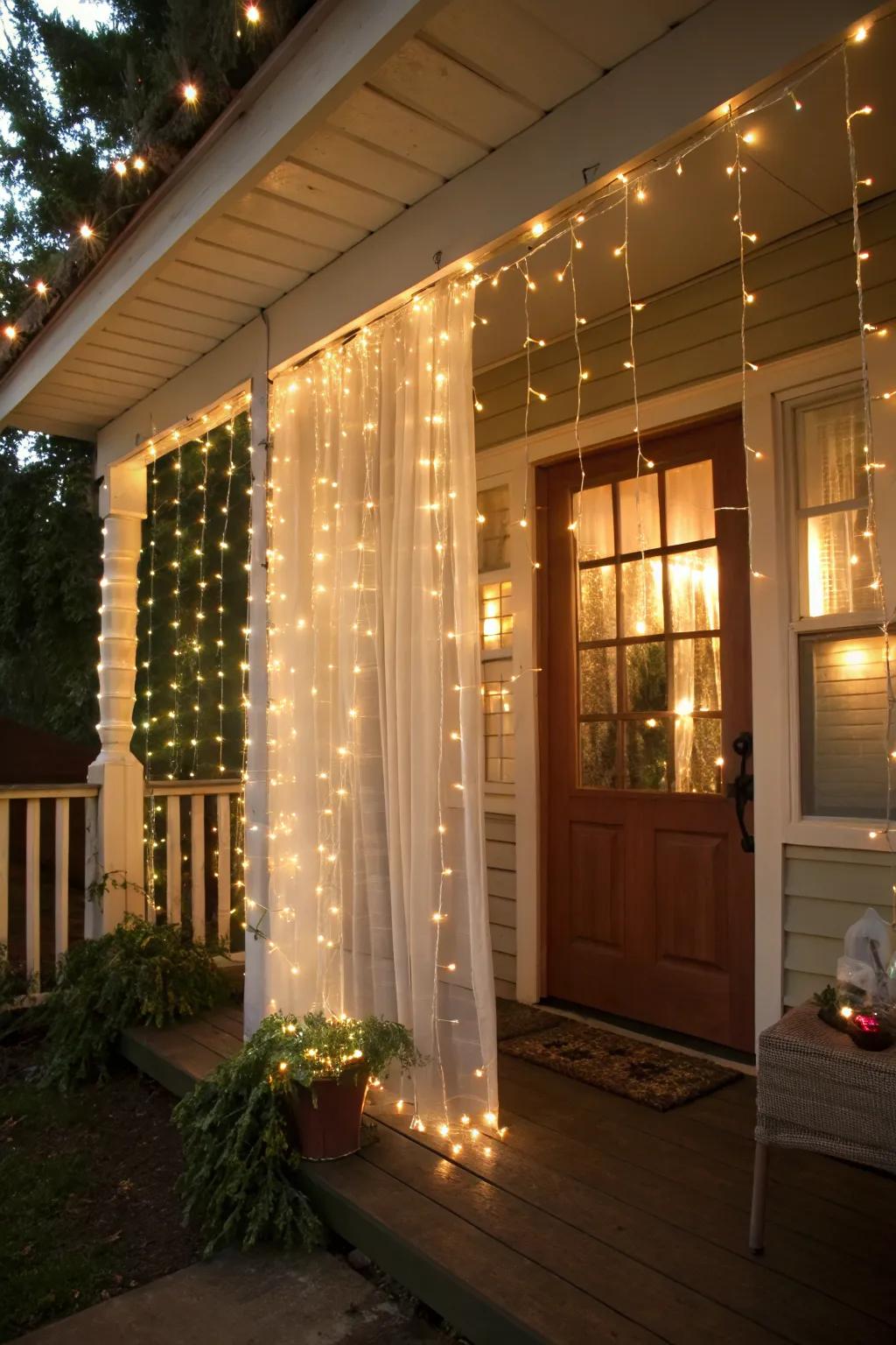 A light wall adds privacy and a stunning visual effect to your porch.