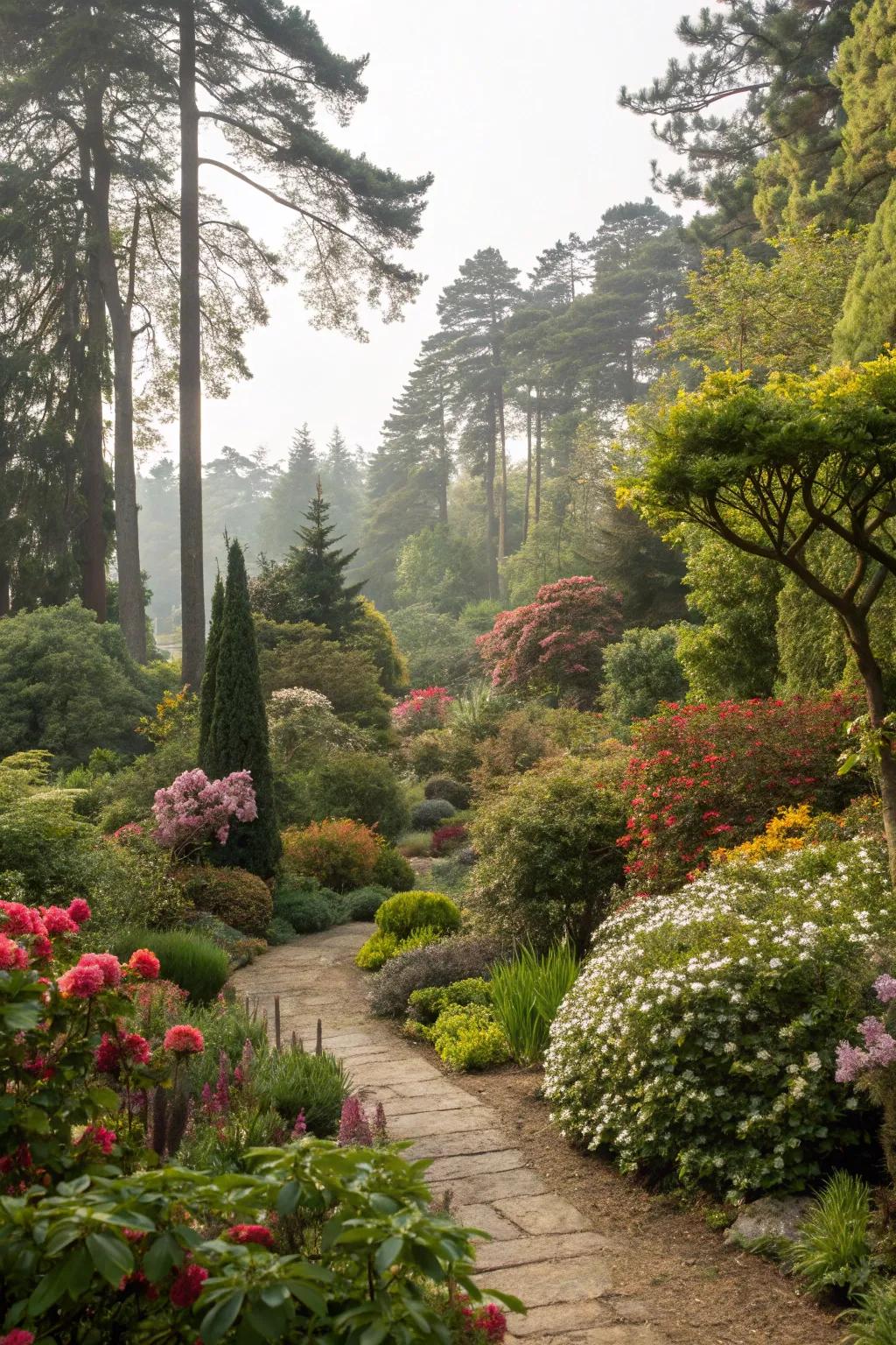A visually interesting garden with varied plant heights.