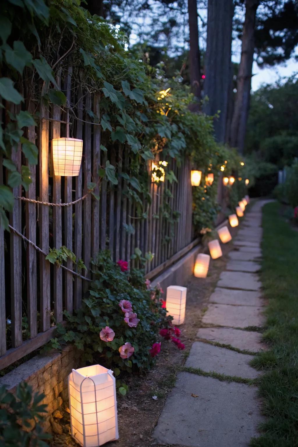 Floating lanterns bring an unexpected charm to your garden.
