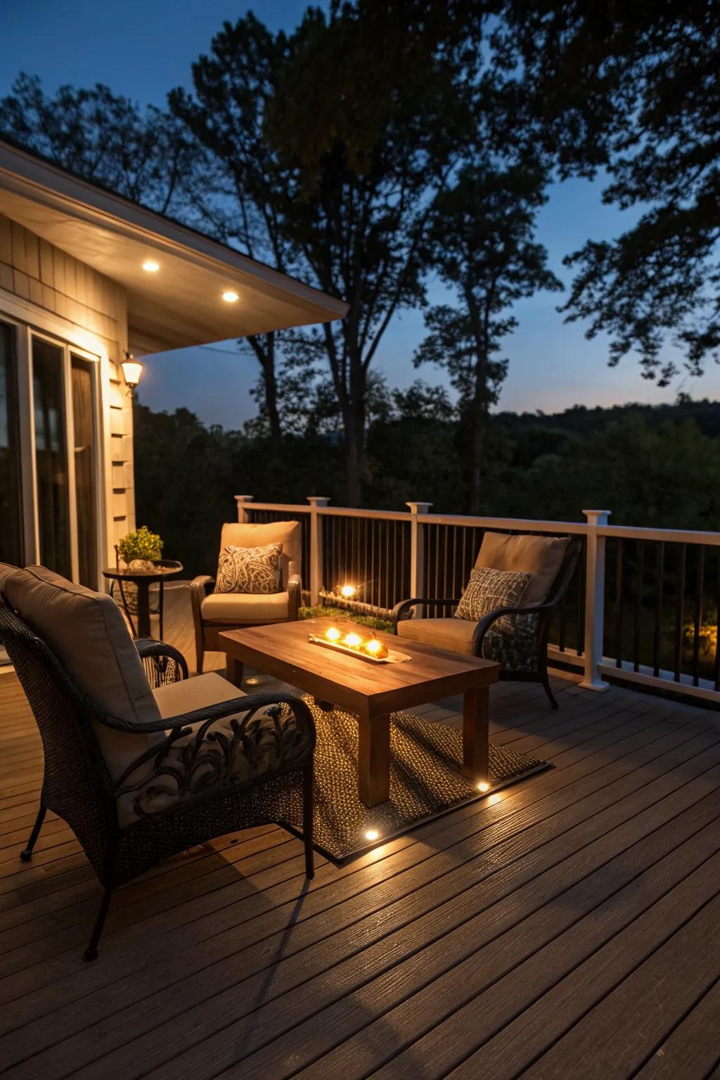 Define social spaces with outdoor seating area lighting.