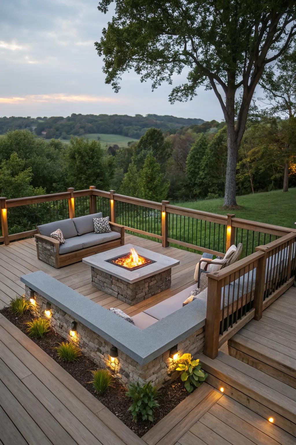Gather around a fire pit for warmth and ambiance.