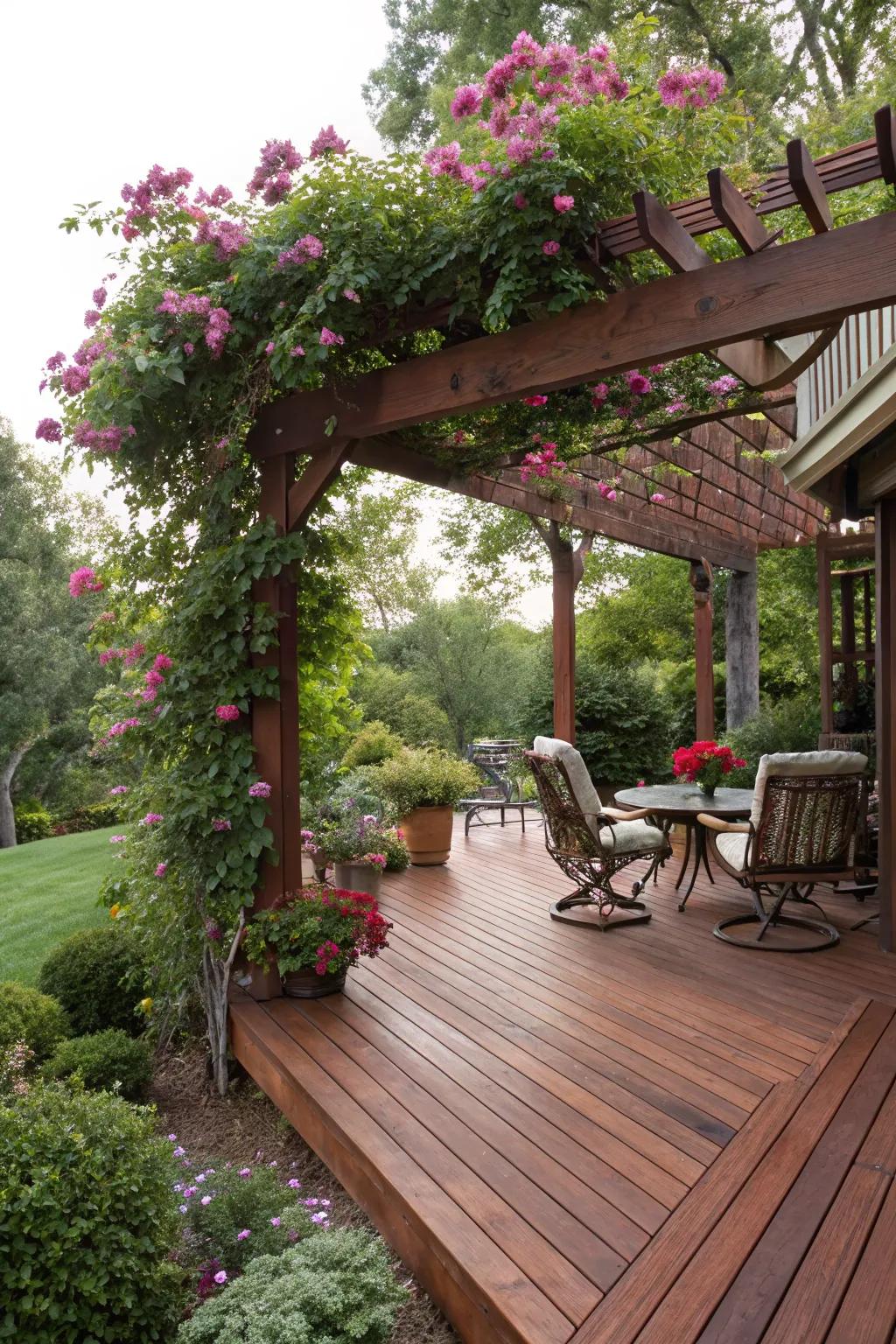 A pergola adds elegance and shade to your deck.