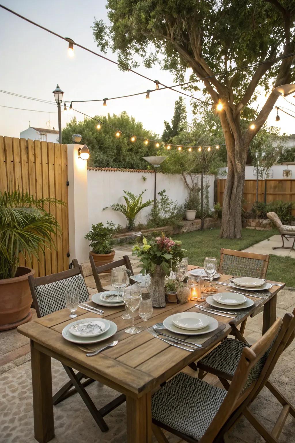 Enjoy meals al fresco with a dedicated dining space.