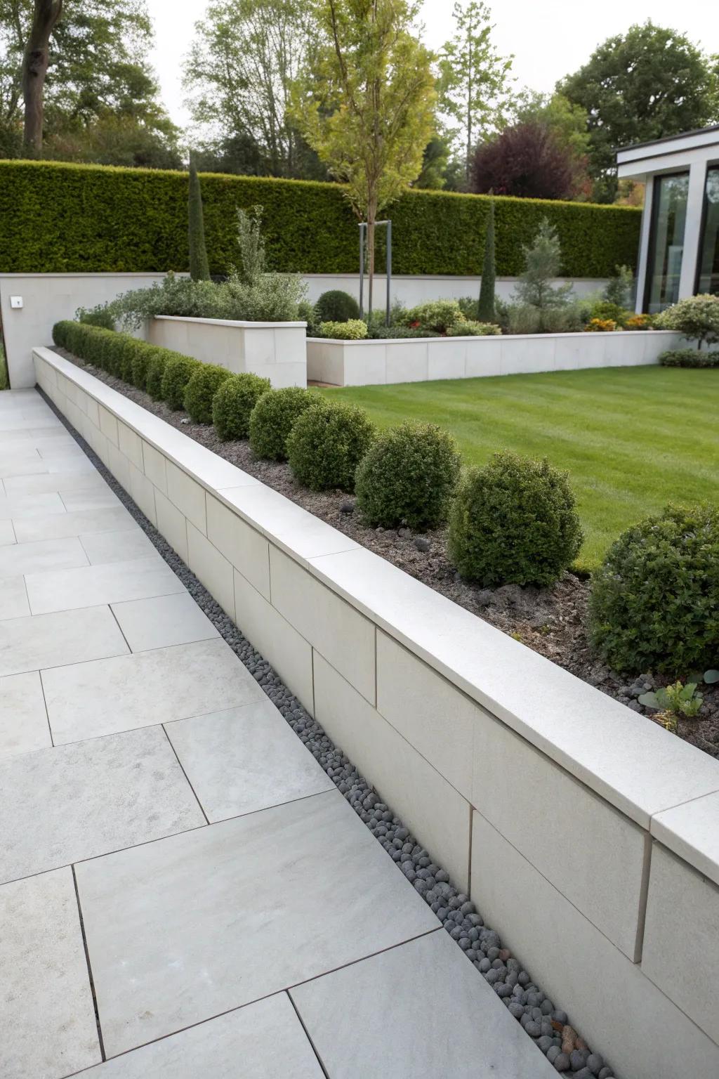 Sleek designs bring a modern touch to retaining walls.