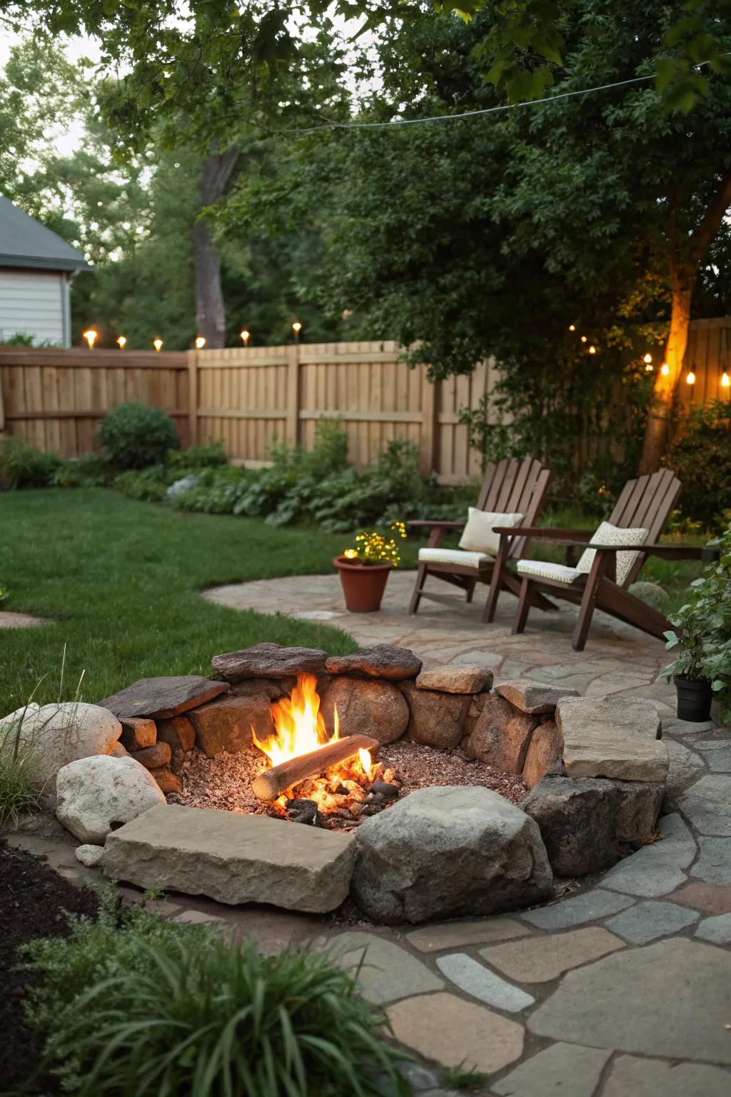 A fire pit adds warmth and a social hub to your garden space.