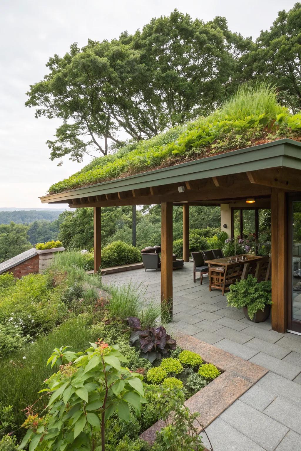 Green roofs are eco-friendly and reduce heat while enhancing beauty.