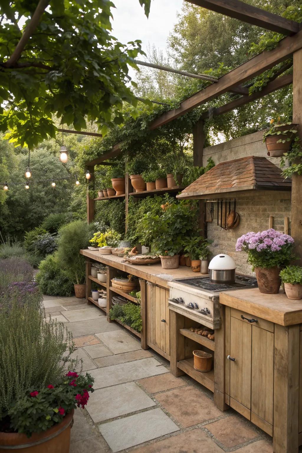 Greenery adds vibrancy and a natural touch to the setting.