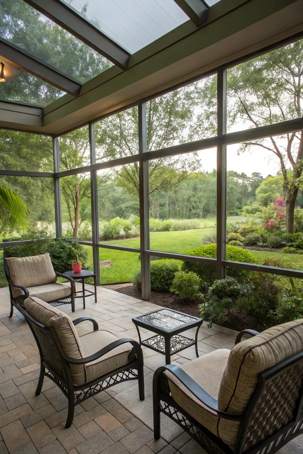 Strategic furniture placement emphasizes scenic views.