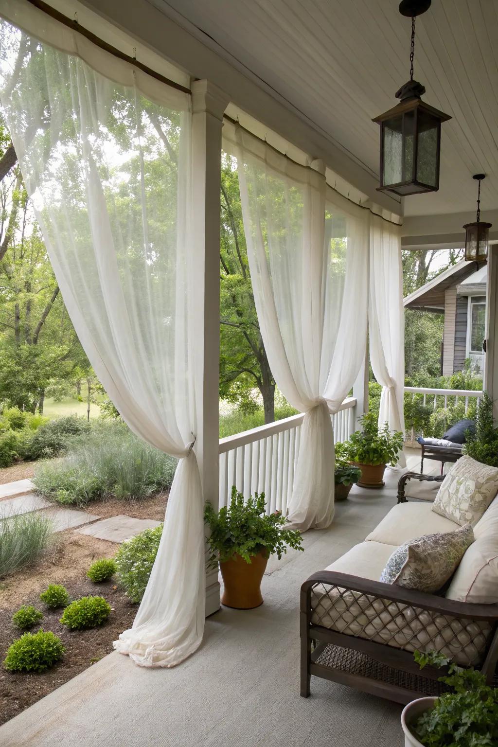 Lightweight fabrics keep your porch breezy and cool.