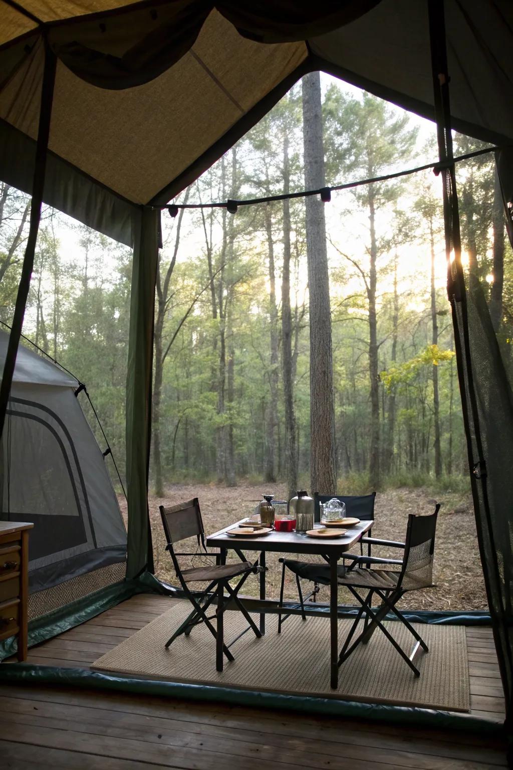 A practical screen room for insect-free enjoyment.