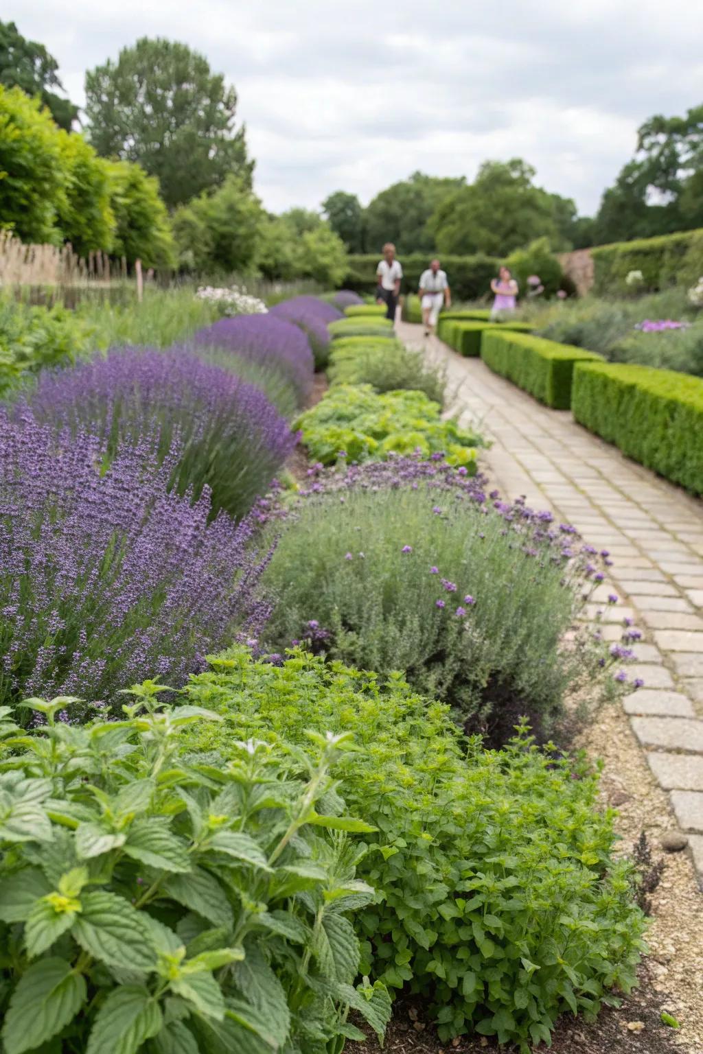 Aromatic herbs fill the garden with delightful scents for all to enjoy.
