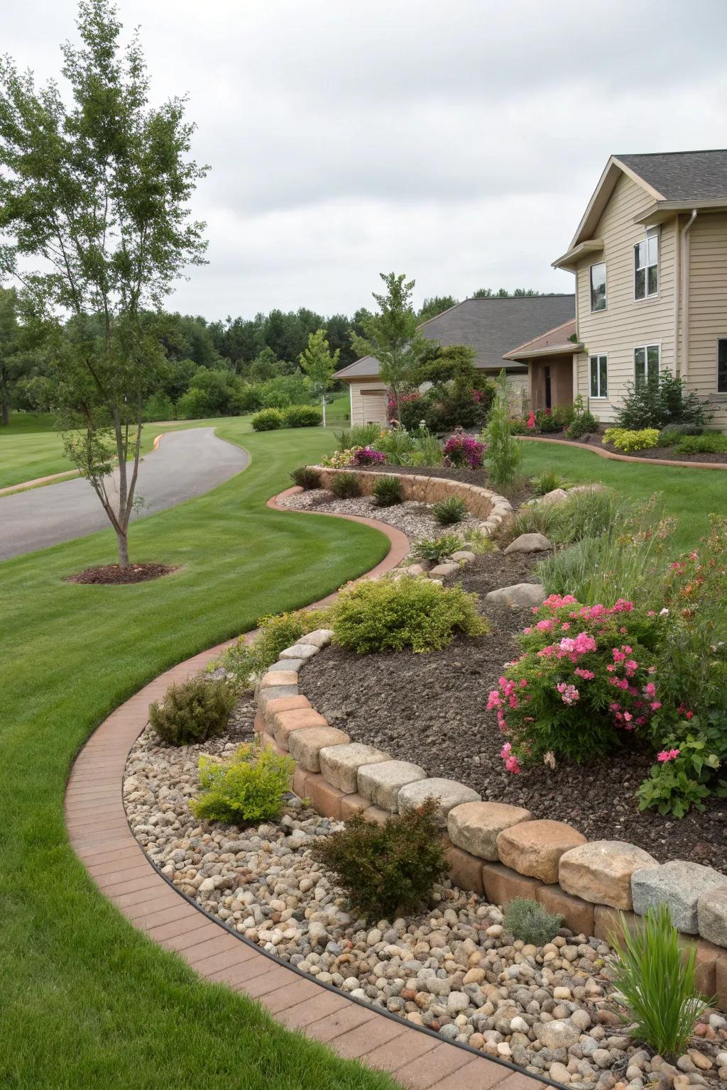 Curved landscapes creating subtle yet distinct property boundaries.