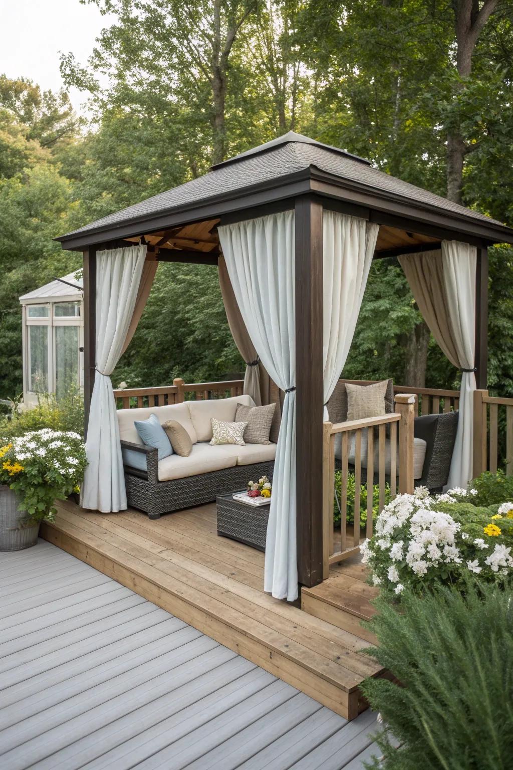 Cabanas provide a luxurious, shaded escape.