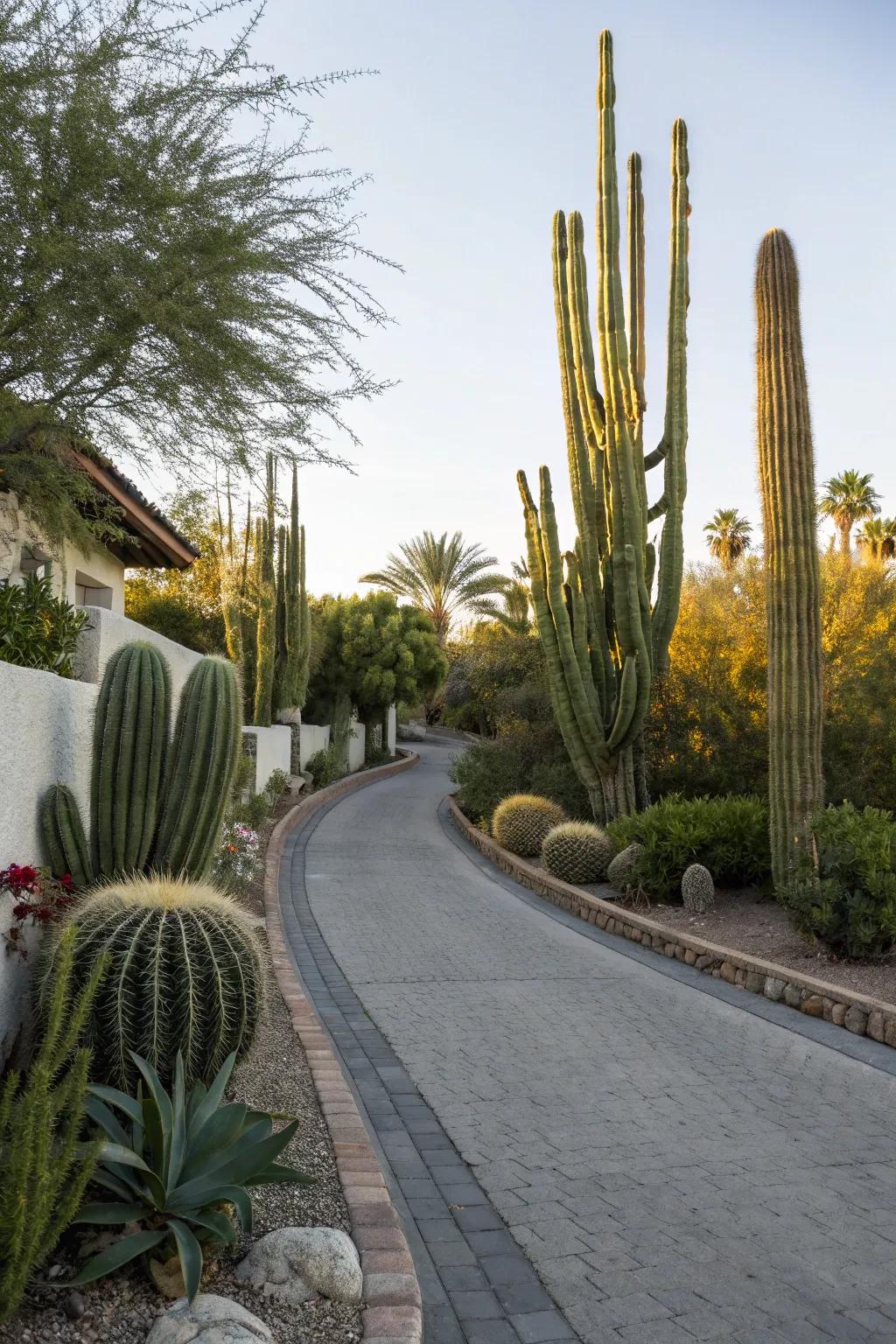 Cactus plants provide a striking and low-maintenance divider.