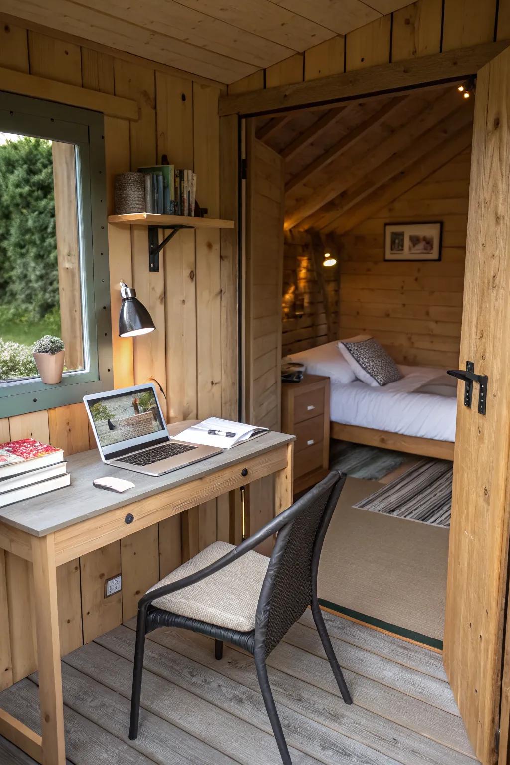 A versatile shed cabin serving multiple purposes