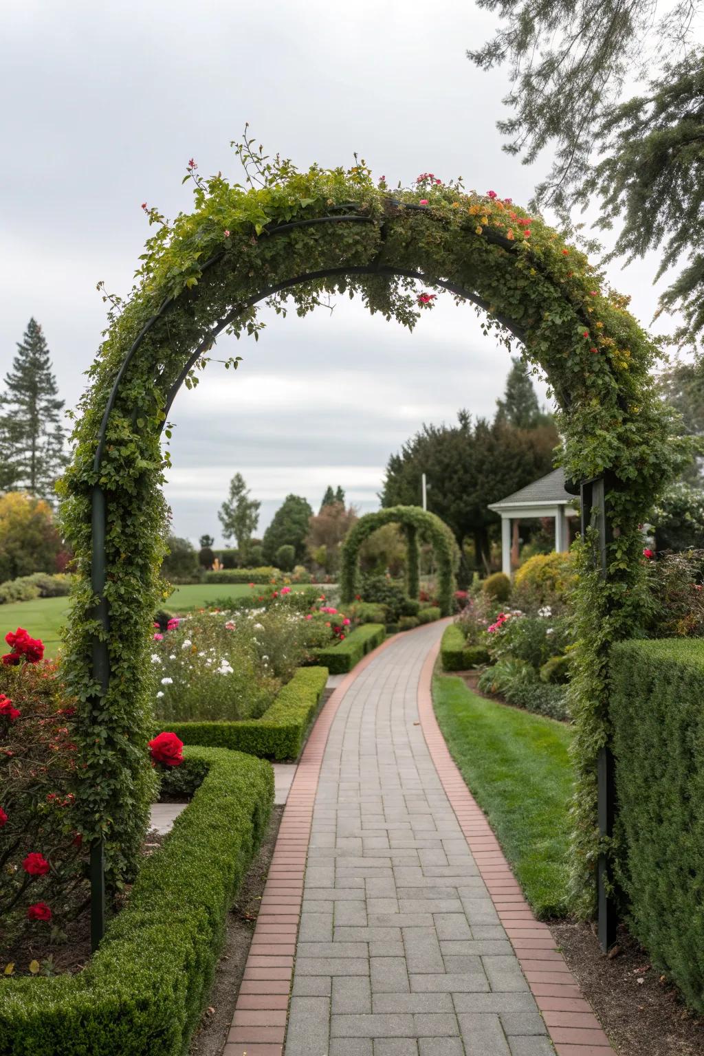 A decorative arch that adds elegance and grandeur to the entrance.