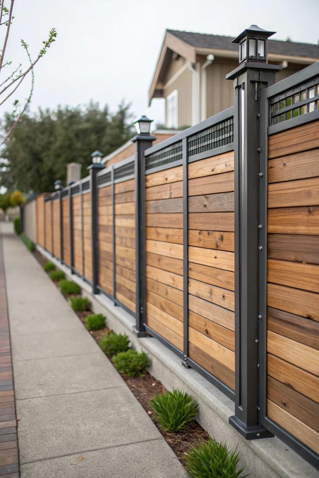 Mixing materials can create a unique and stylish side yard fence.