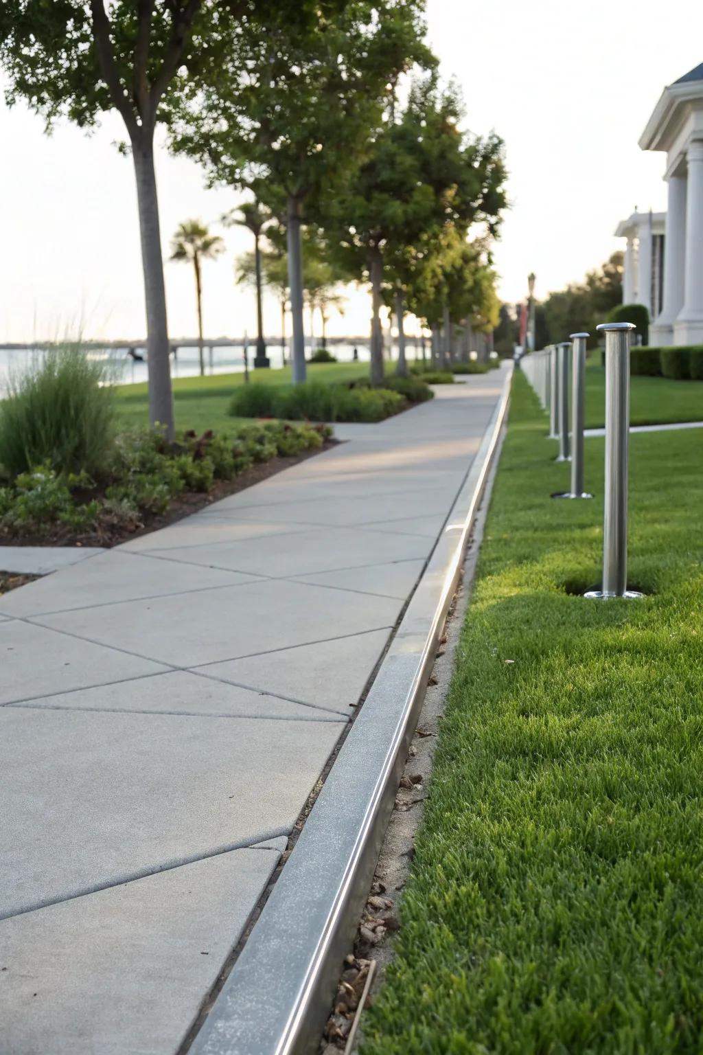 Metal edging provides a modern touch.