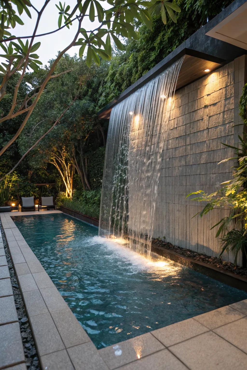 A water curtain adds drama and privacy to your pool.