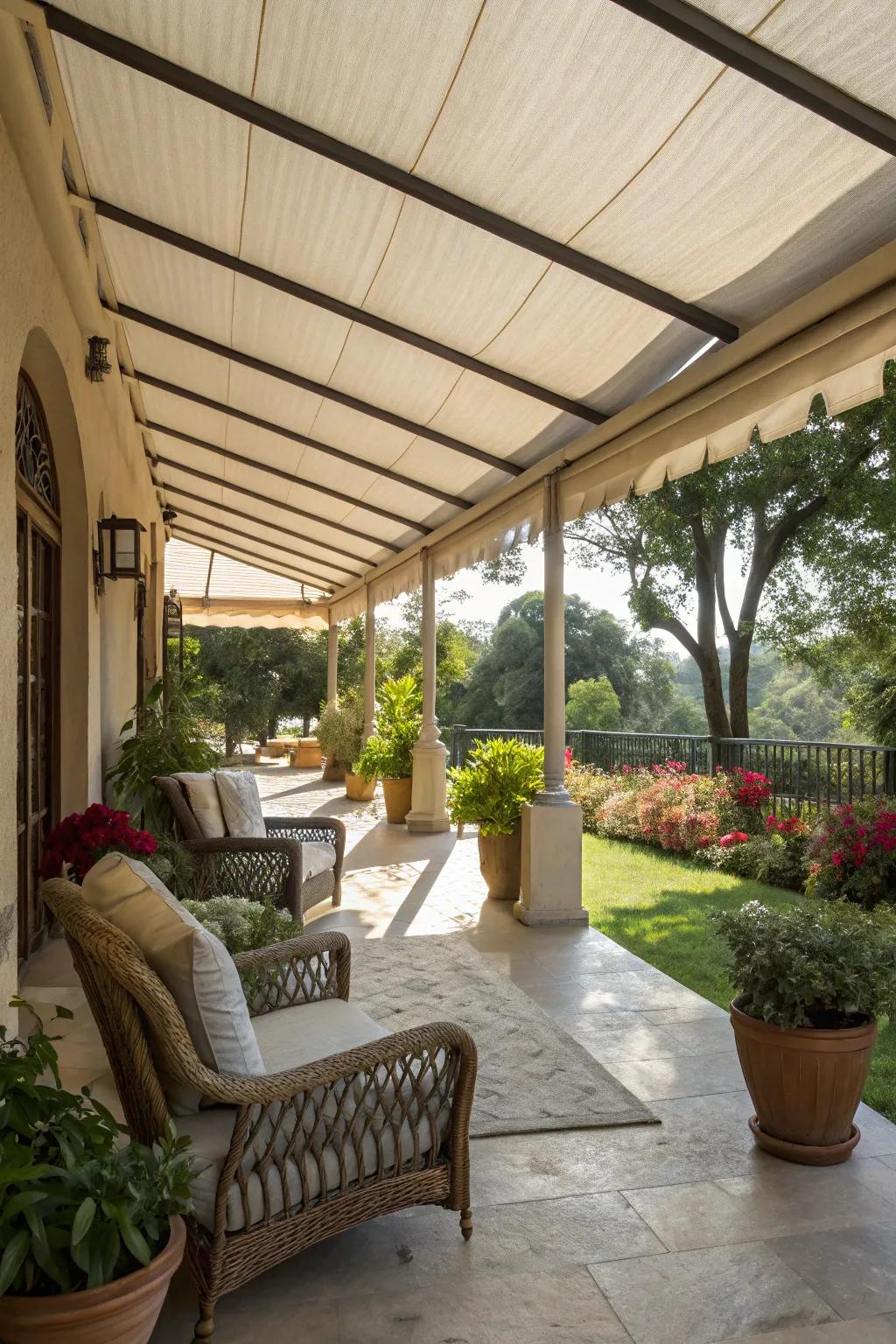 A canopy offering shade and style on the veranda.