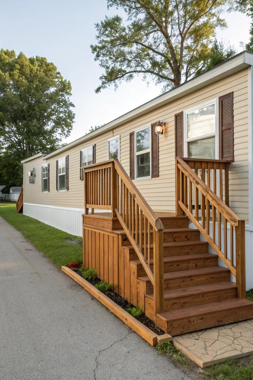 Stylish steps and railings elevate both form and function.