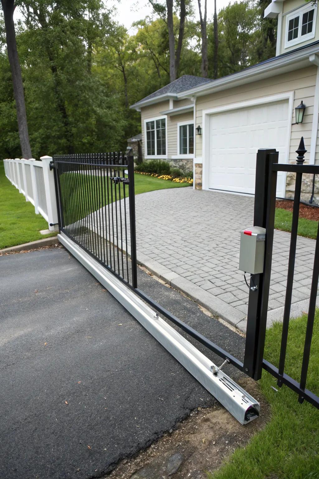 A functional sliding gate ensuring smooth operation.
