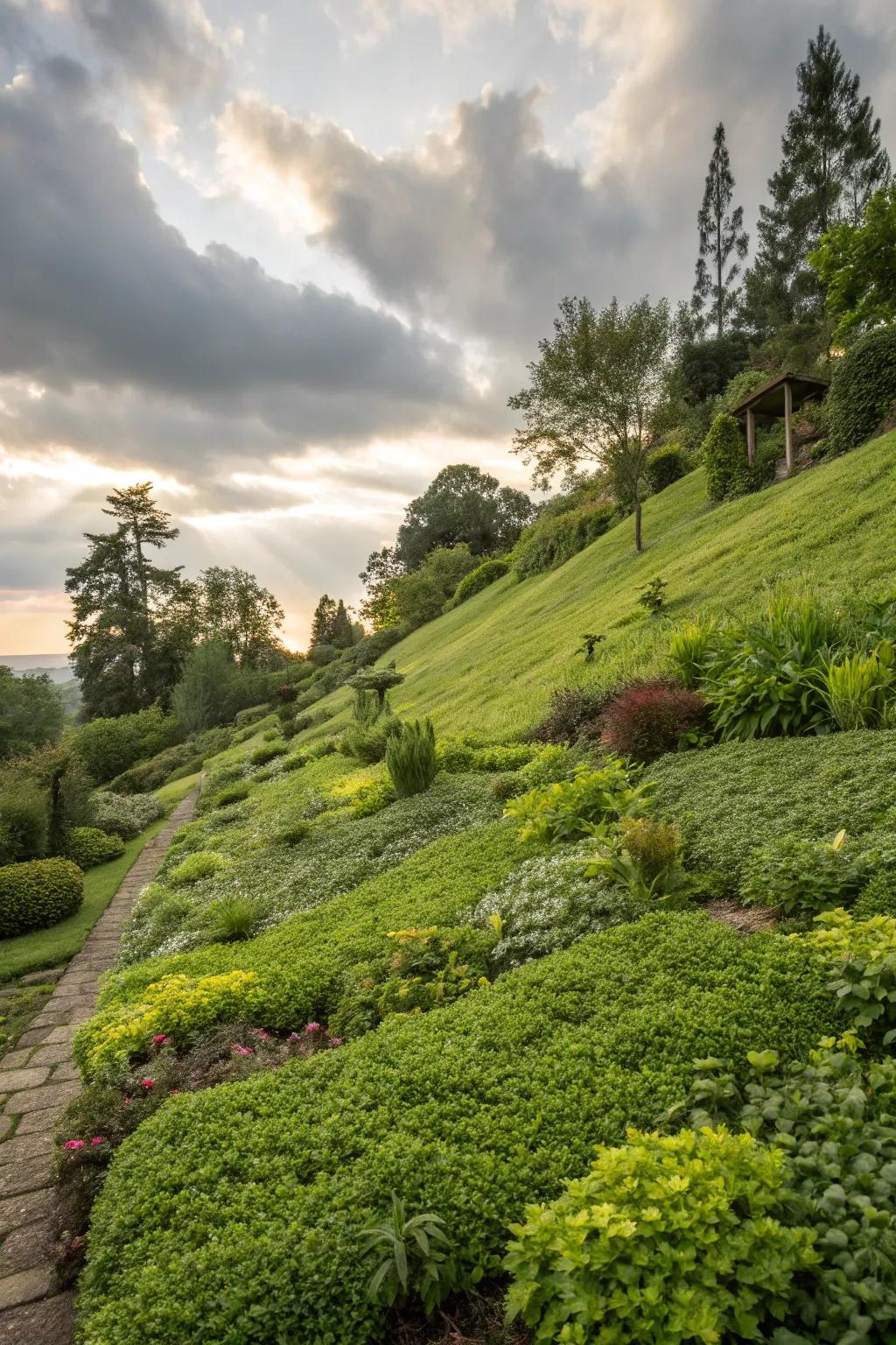 Ground covers are essential for controlling erosion on slopes.