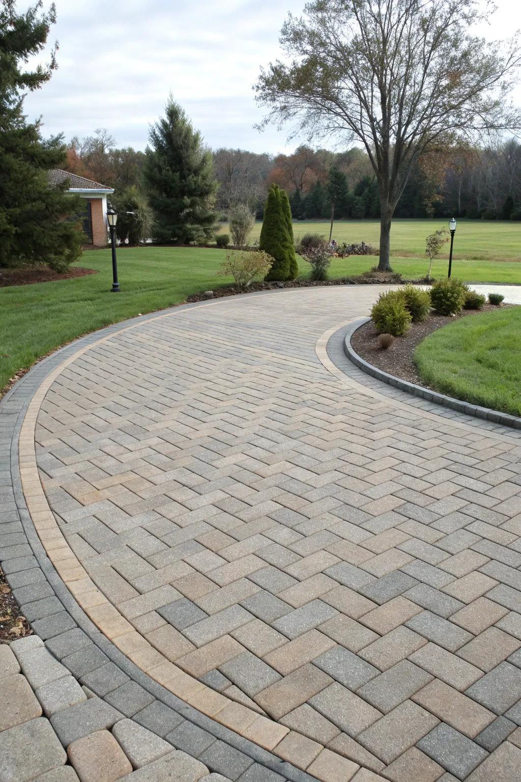 Patterned pavers add texture and visual interest.