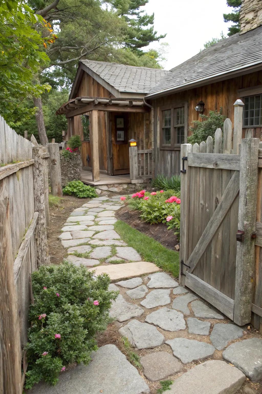 Rustic textures add warmth and charm to your yard.