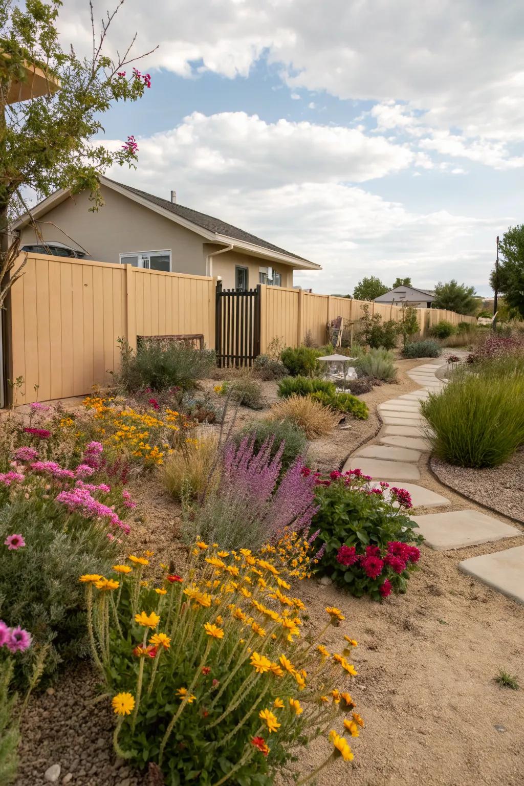 Colorful plants create eye-catching focal points.