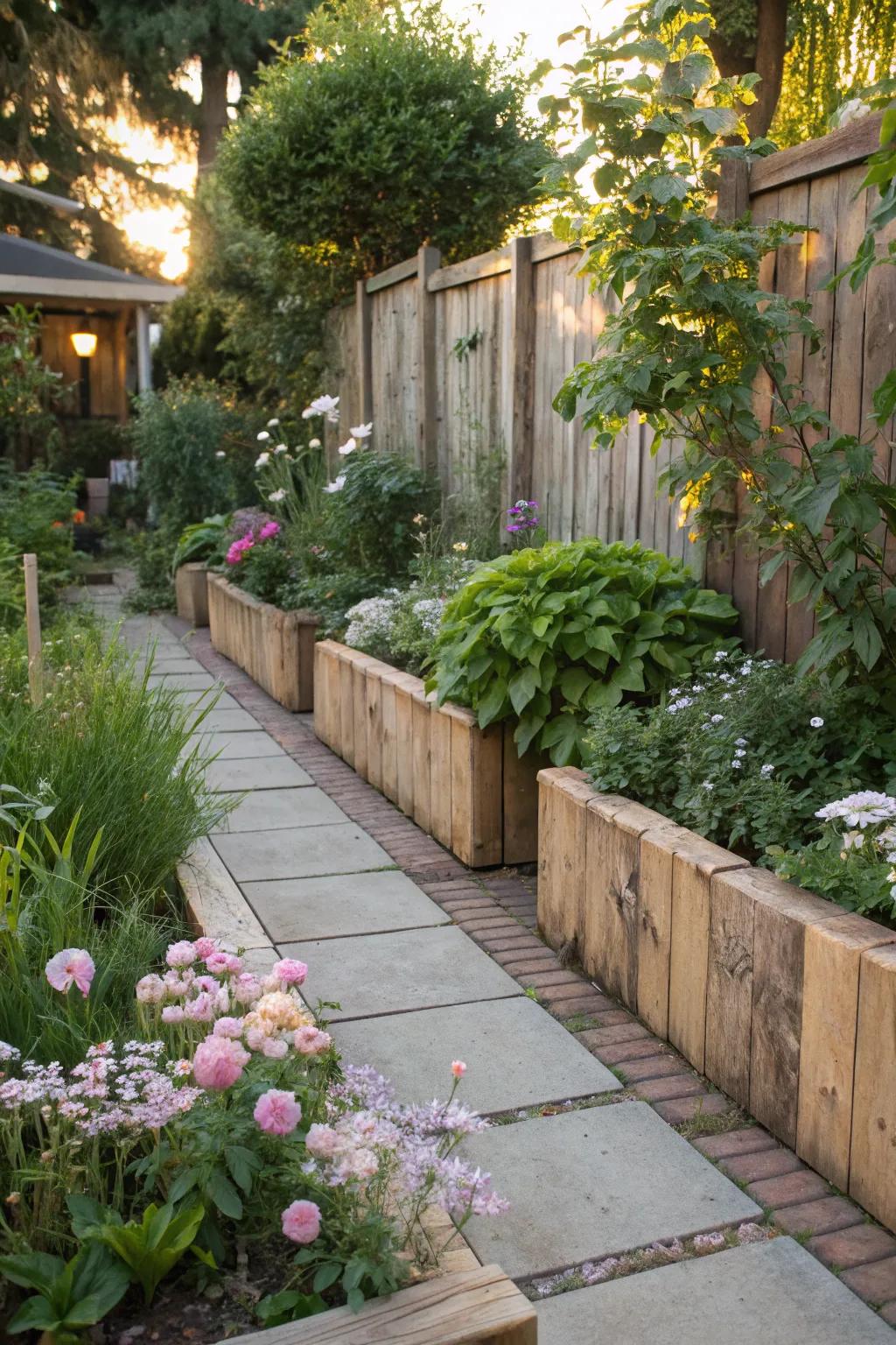 Rustic charm with reclaimed wood borders.