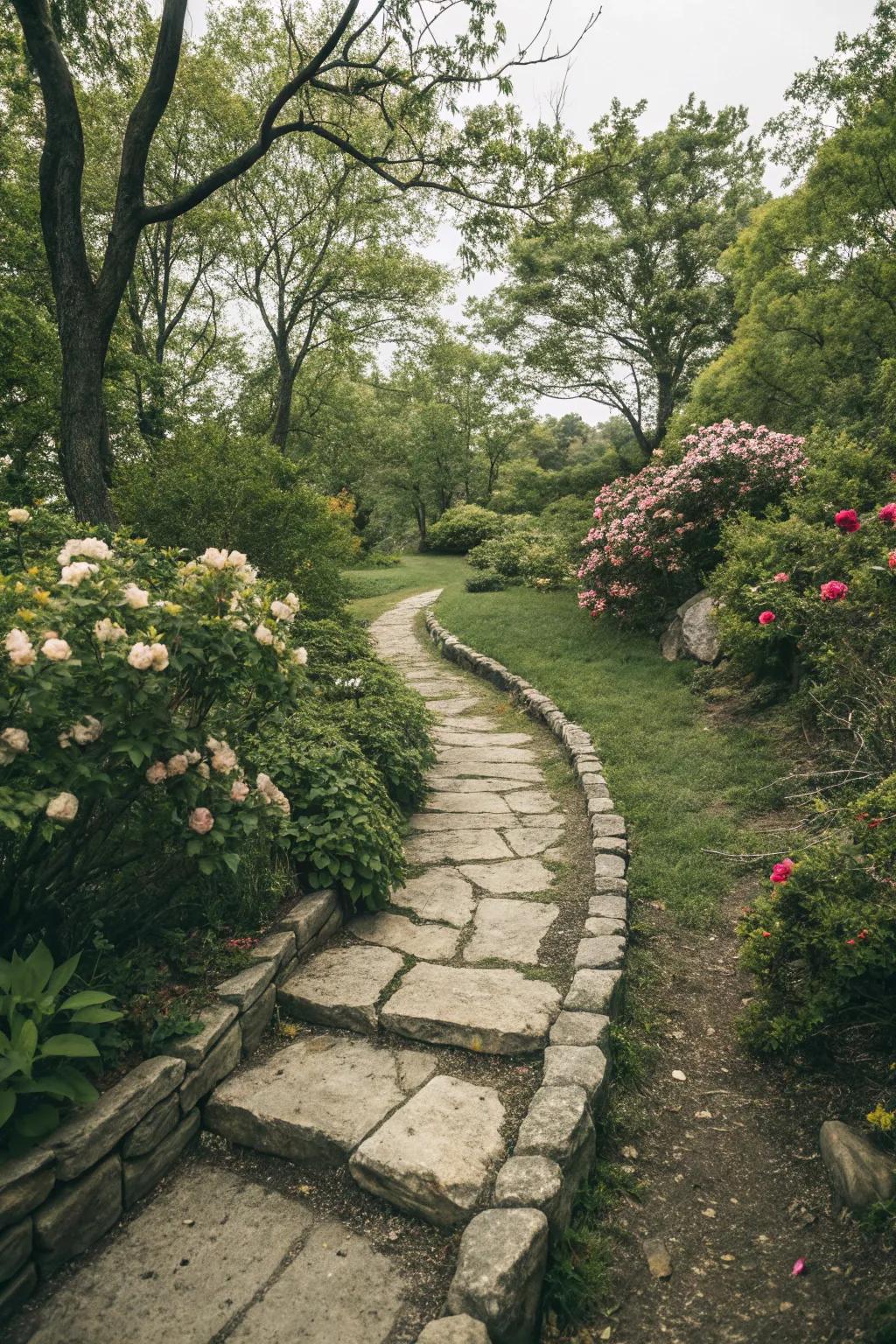 Neat raised edges adding definition to a garden path.