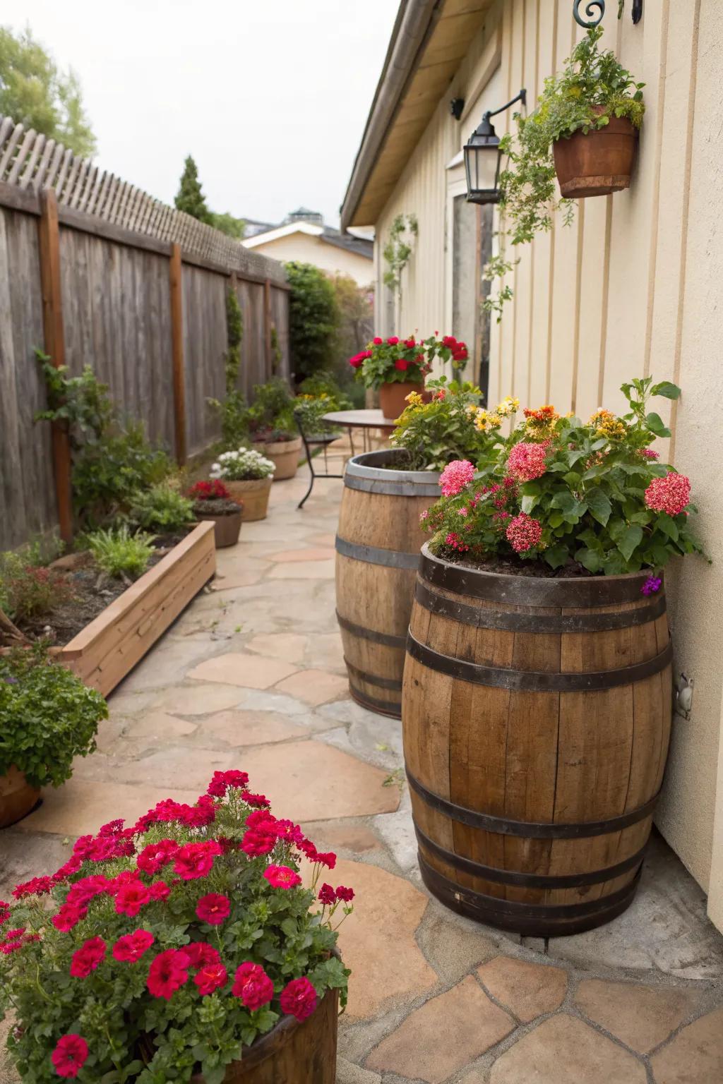 Rustic elements can transform a patio into a charming retreat.